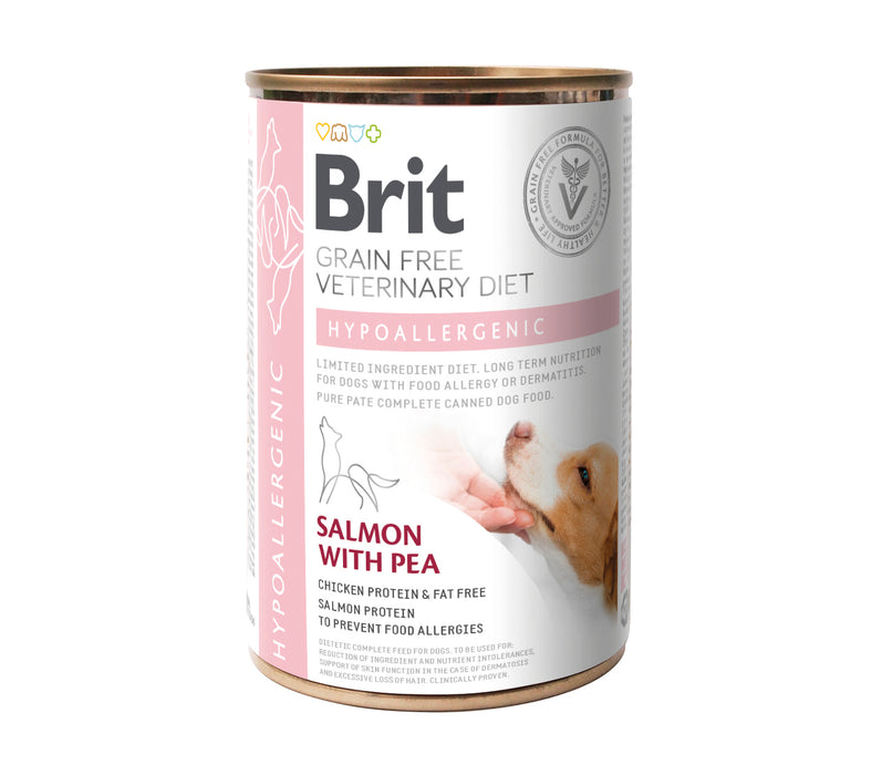 Brit Veterinary Diet Dog Hypoallergenic Grain Free Salmon & Pea 400g 6-pack