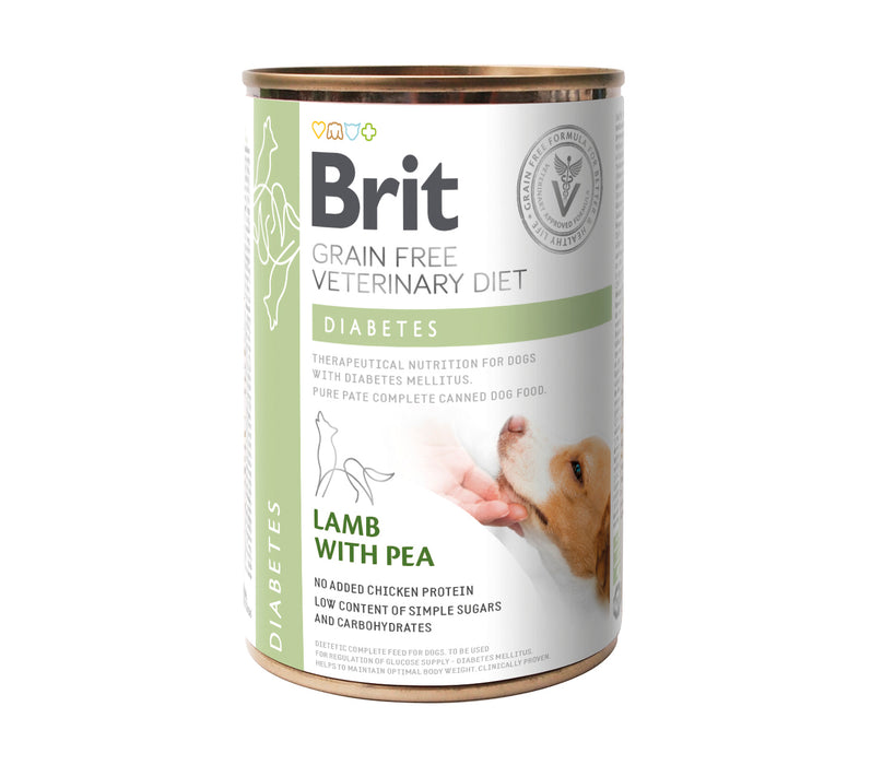 Brit Veterinary Diet Dog Diabetes Grain Free Lamb & Pea 400g 6-pack