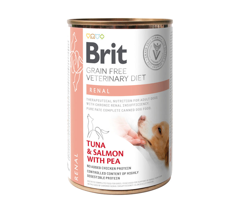 Brit Veterinary Diet Dog Renal Grain Free Tuna, Salmon & Pea 400g 6-pack