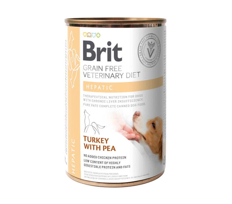 Brit Veterinary Diets Dog Hepatic Grain Free Turkey & Pea 400g 6-pack