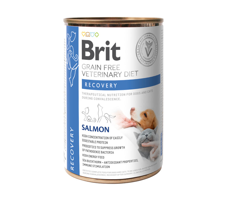 Brit Veterinary Diets Dog + Cat Recovery Grain Free Salmon 400g 6-pack