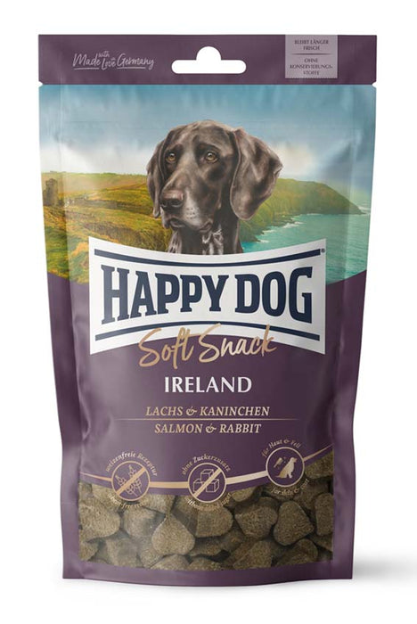 Snack Ireland hundgodis med lax och kanin, rikt på omega-3 och omega-6 fettsyror för en glänsande päls och frisk hud. Vetefritt godis för känsliga hundar.