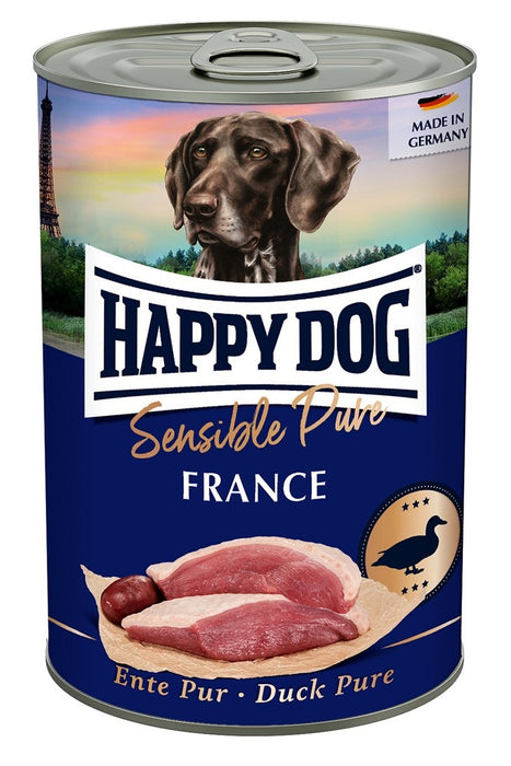 Happy Dog Pure Våtfoder – 100 % animaliskt protein, spannenmålsfritt, utan soja och färgämnen, perfekt för hundar med foderintolerans.