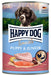 Happy Dog Sensible Puppy & Junior våtfoder med över 90 % animaliskt protein från kyckling och lax, glutenfritt och perfekt för valpar från 8 veckors ålder. Stödjer harmonisk tillväxt.