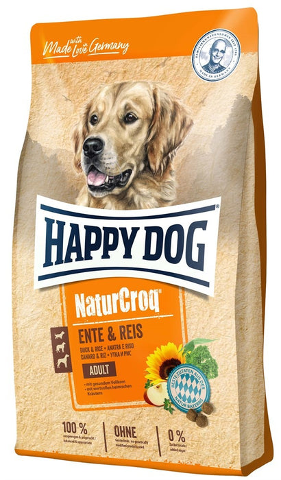 Happy Dog NaturCroq Anka & Ris är ett näringsrikt hundfoder med ankprotein och ris som främjar matsmältning och ger långvarig mättnad. Perfekt för vuxna hundar av alla raser.