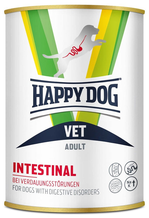 Happy Dog VET Diet Intestinal är ett glutenfritt dietfoder för hundar med tarmproblem. Innehåller lättsmälta ingredienser och prebiotika som inulin och MOS för optimal tarmhälsa.