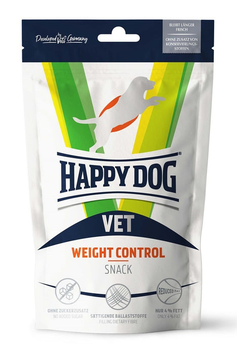 Happy Dog VET Weight Control Snack är ett kalorisnålt, glutenfritt godis som hjälper hundar med viktminskning. Innehåller kostfiber och omega-fettsyror för hälsosam vikt och hud.