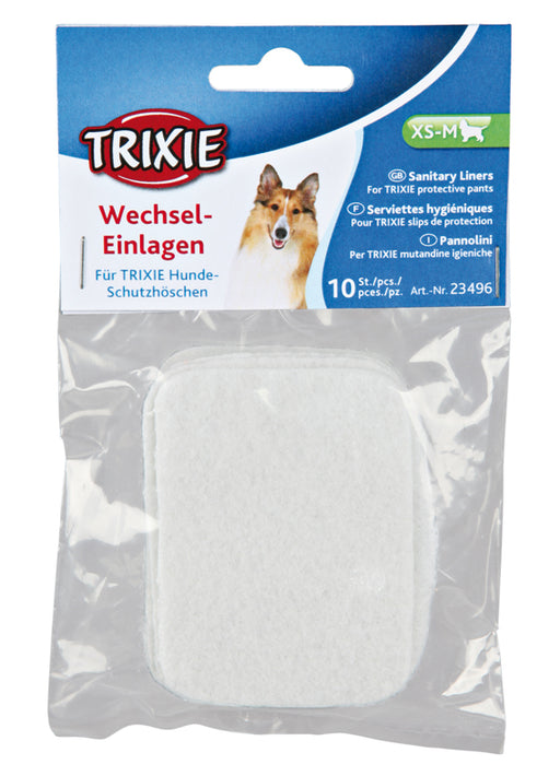 Universella inlägg för alla Trixie tikskydd. Tillverkade av non-woven (polyester) för hygieniskt och bekvämt skydd. Enkla att fästa och kompatibla med olika storlekar.