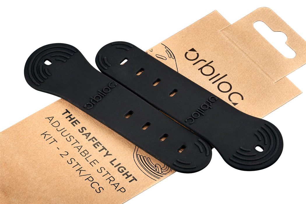 Orbiloc Adjustable Strap Kit 2-pack – justerbara och väderbeständiga remmar för att fästa Orbiloc-lampor på olika ytor.