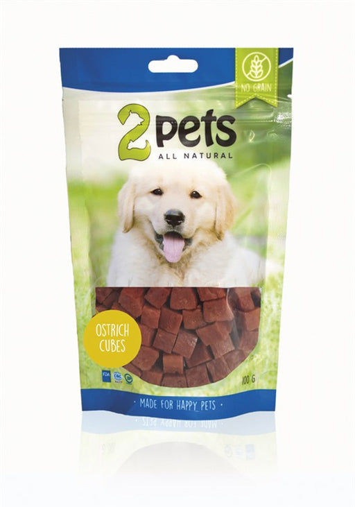 2Pets Dog Treats Struts – hundgodis med 89,8 % strutskött. Små, praktiska bitar (1x1x1 cm), rika på protein (28 %) och låga i fett (8 %). Perfekta för träning och belöning.