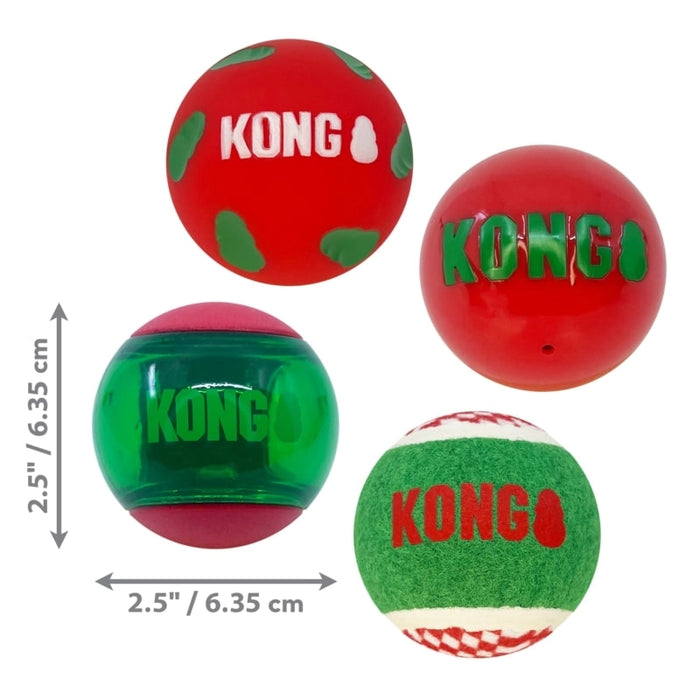 KONG Holiday Occasions Balls 4-Pack