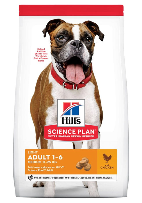 Hill's Science Plan Canine Light Adult är ett torrfoder för vuxna hundar med låg fetthalt och färre kalorier, vilket hjälper till att hålla vikten nere och stödjer en smidig kropp.