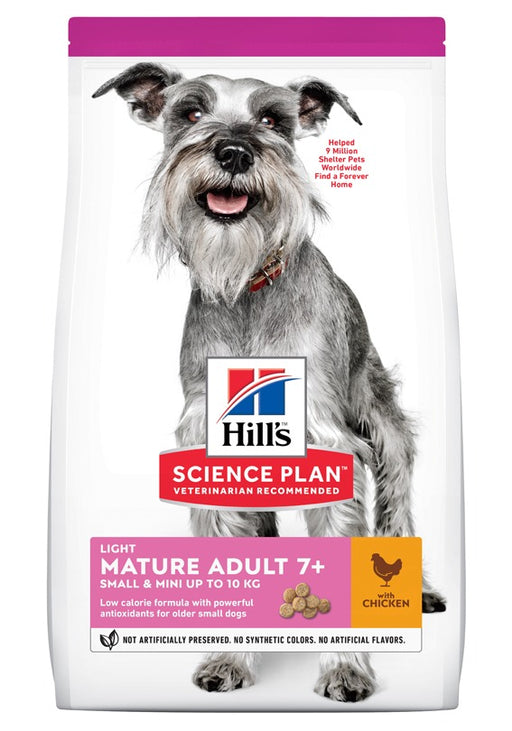 Hill's Science Plan Canine Light Mature Adult/Senior 7+ Chicken torrfoder för äldre hundar, stödjer viktkontroll, energi och rörlighet med mindre fett och kalorier.