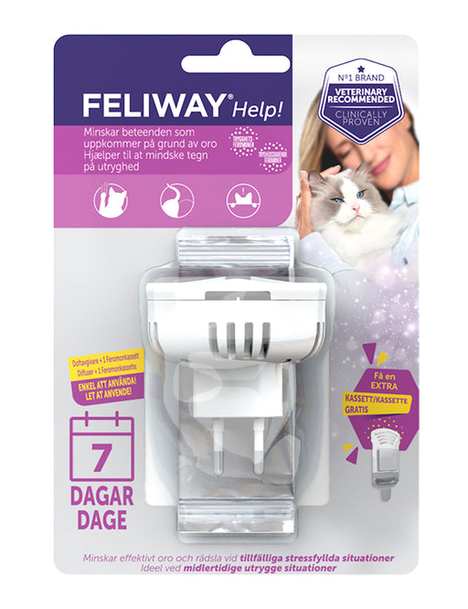 FELIWAY Help Doftavgivare för katter med trygghetsskapande feromoner, perfekt för att minska stress vid flytt, resor, och gäster. Skapar en harmonisk och trygg miljö.