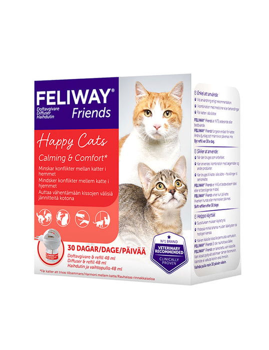 Feliway Friends Doftavgivare, 48 ml. Syntetiska harmoniferomoner som minskar konflikter och främjar fredlig samexistens mellan katter. Täcker ca 70 m².