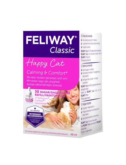 Feliway Refill, 48 ml, för påfyllning av doftavgivare. Byt ut efter 30 dagar eller efter 6 refill-byten för bästa effekt.