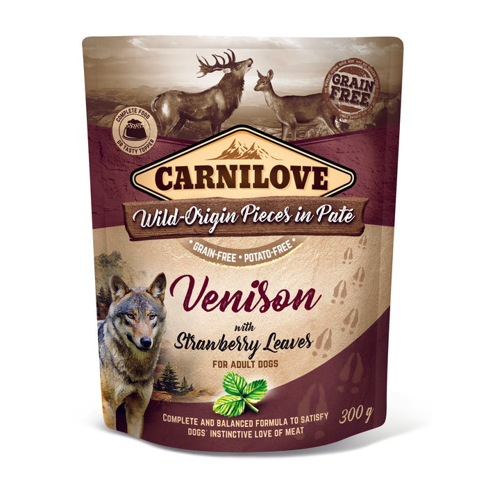 Carnilove Dog Pouch Paté Venison with Strawberry Leaves 300 g 12-pack