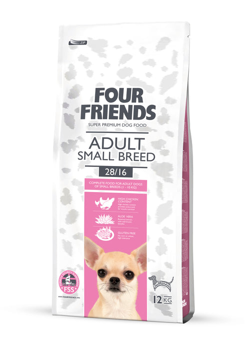 FourFriends Dog Adult Small Breed Kyckling – näringsrikt foder för små hundar med rent kycklingkött och fett, perfekt anpassat för små raser.