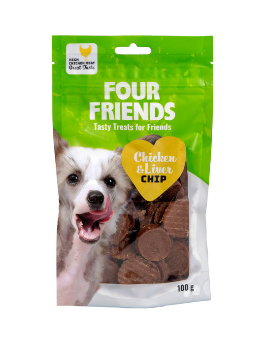 FourFriends Dog Chicken & Liver Chip 100g 12-pack