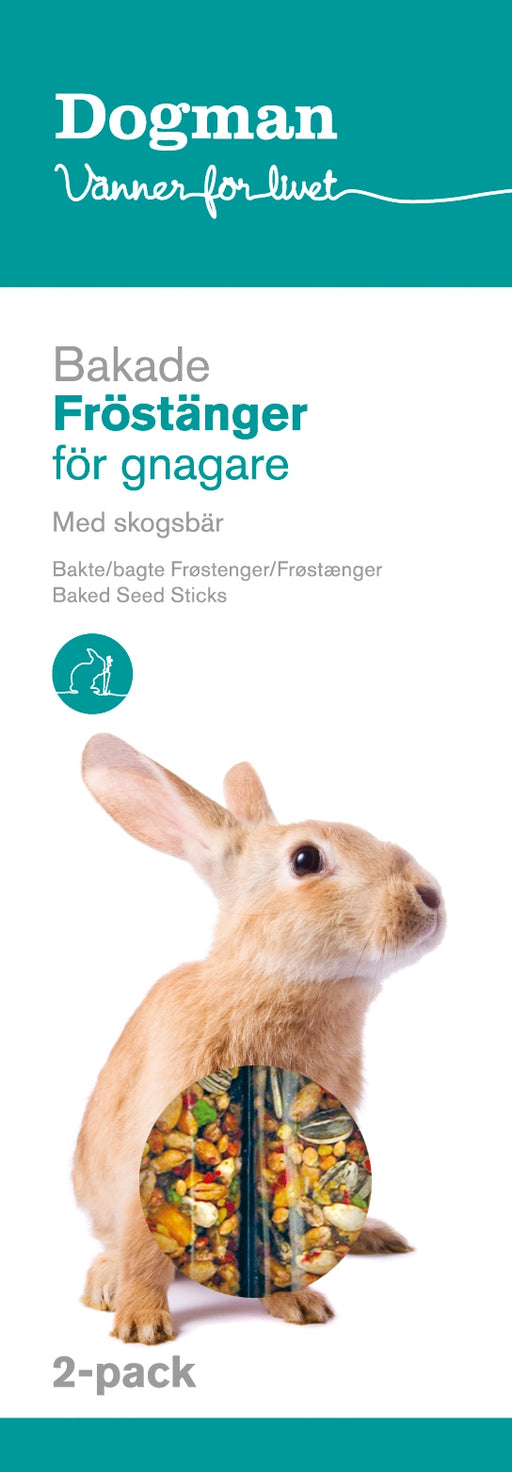 Fröstänger med skogsbär för kaniner och gnagare, innehållande majs och frön för smak och aktivering.