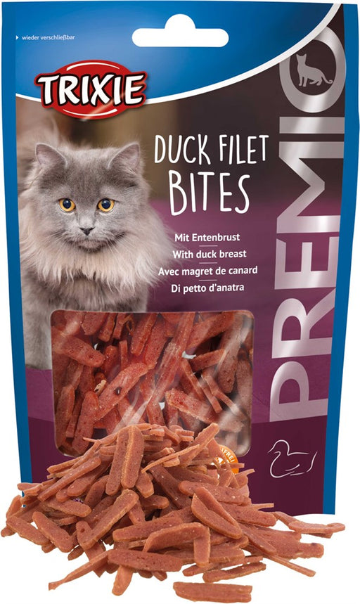 Snacks med ankbröst, innehållande 79% kött. Ett proteinrikt och smakfullt mellanmål för din katt, perfekt som belöning eller mellanmål.

